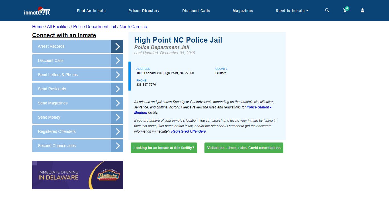 High Point NC Police Jail & Inmate Search - High Point, NC